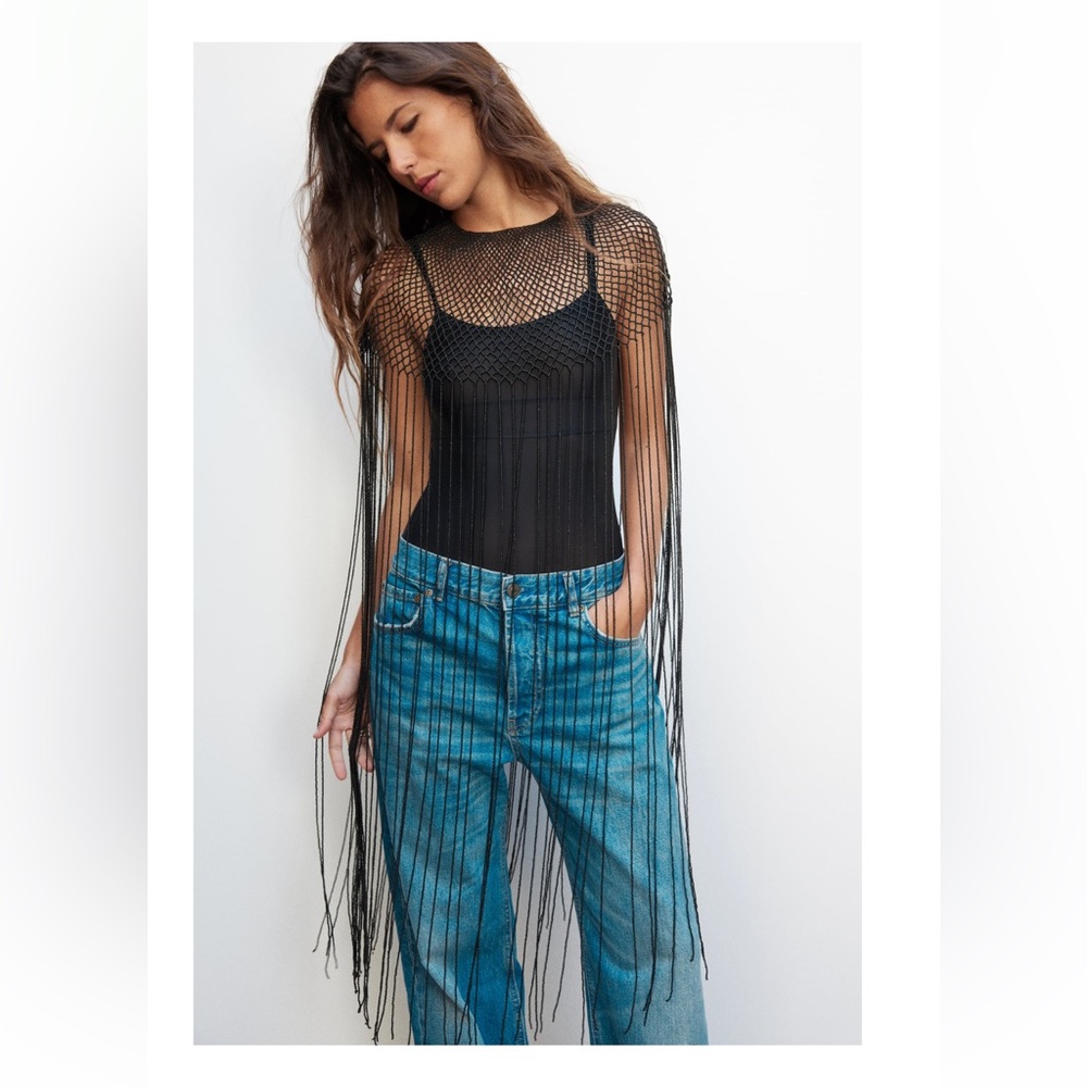 Zara beaded fringe top